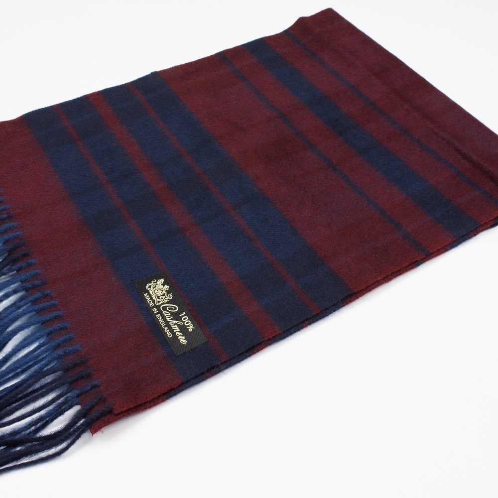 Striped Red and Blue Cashmere Scarf